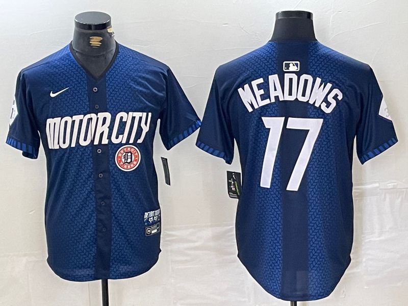 Men Detroit Tigers 17 Meadows Blue City Edition Nike 2024 MLB Jersey style 4